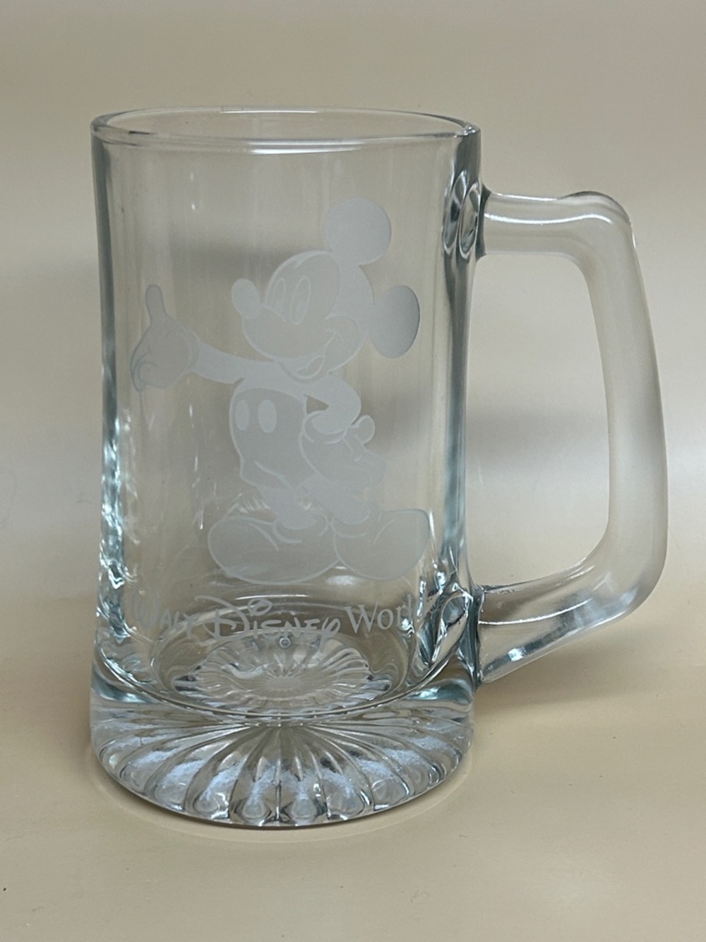 Mickey Mouse Large Glass Beer Stein Mug Walt Disney World Park